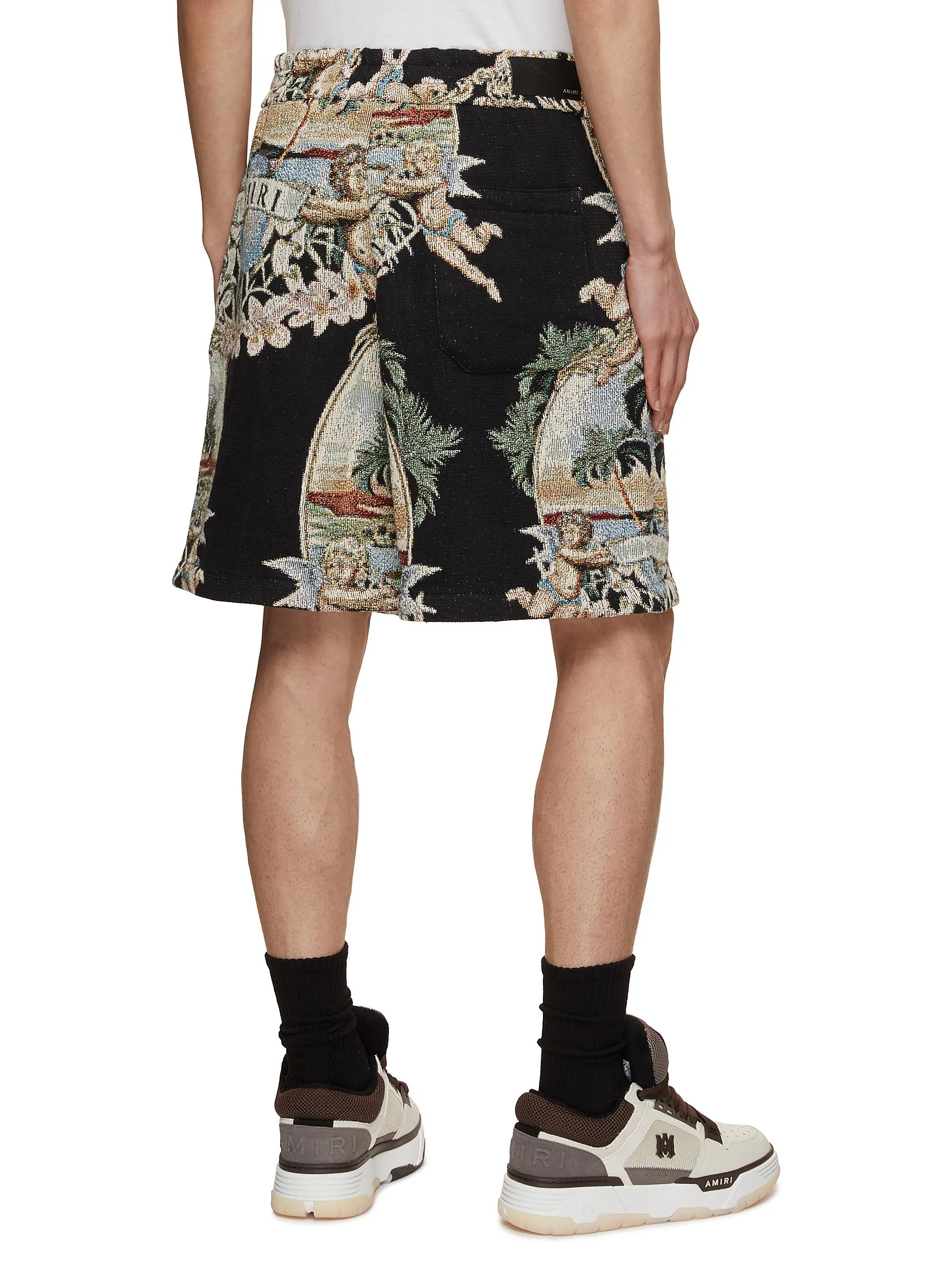 -----------AMIRI ---- ------------ ----Cherub Palm Tree Tapestry Cotton Shorts --