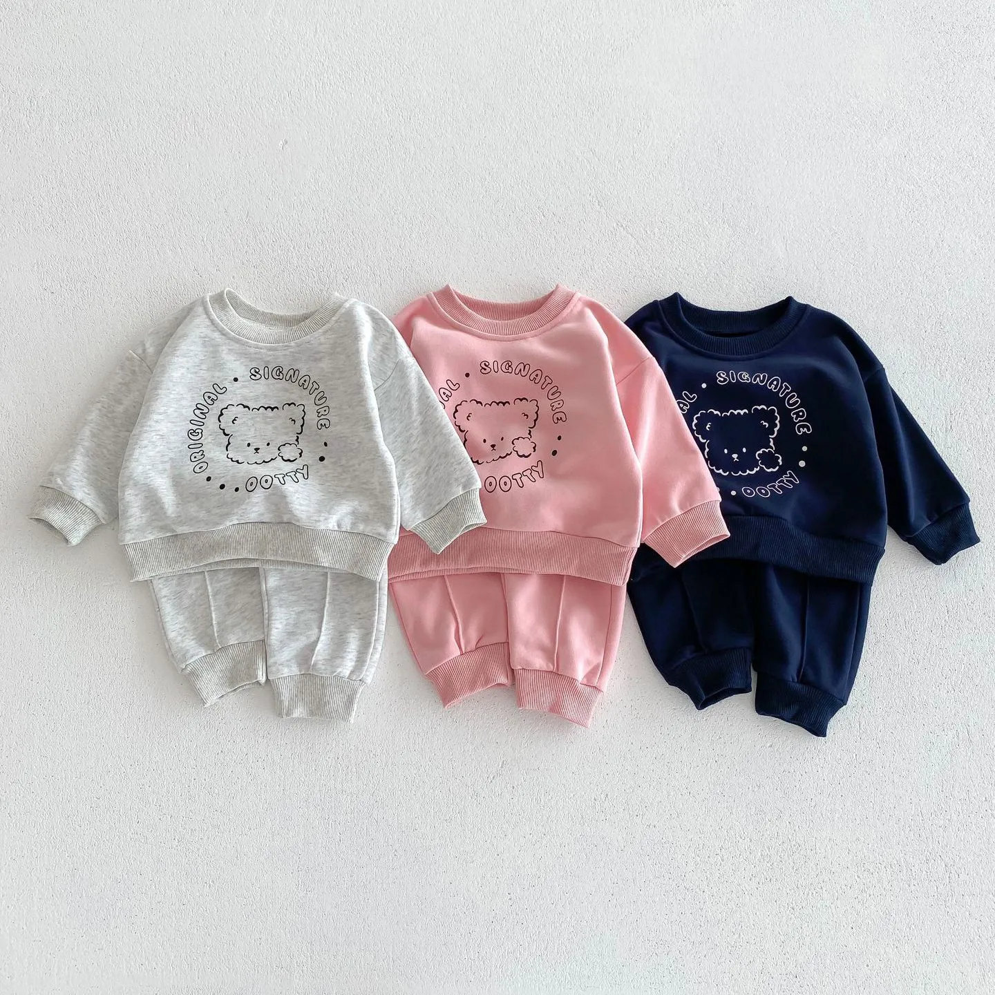 2 Pieces Set Baby Kid Girls Boys Letters Cartoon Tops And Solid Color Pants Wholesale 23101957