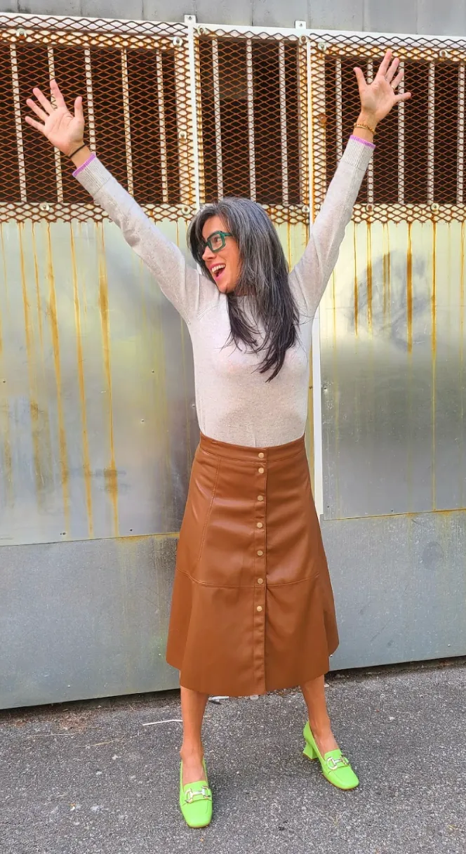 6531 Camel Vegan Leather Skirt