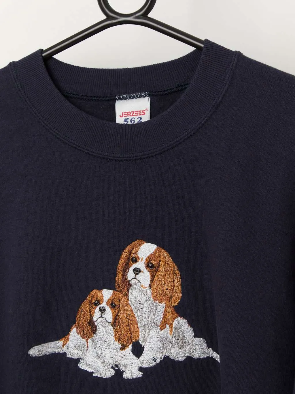 90s vintage Jerzees Spaniel embroidered navy sweatshirt – Medium