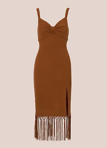 Adrianna Papell Adrianna by Adrianna Papell Knit Fringe Trim Midi Dress | Grattan