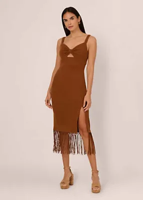 Adrianna Papell Adrianna by Adrianna Papell Knit Fringe Trim Midi Dress | Grattan