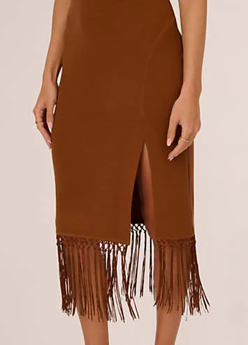 Adrianna Papell Adrianna by Adrianna Papell Knit Fringe Trim Midi Dress | Grattan