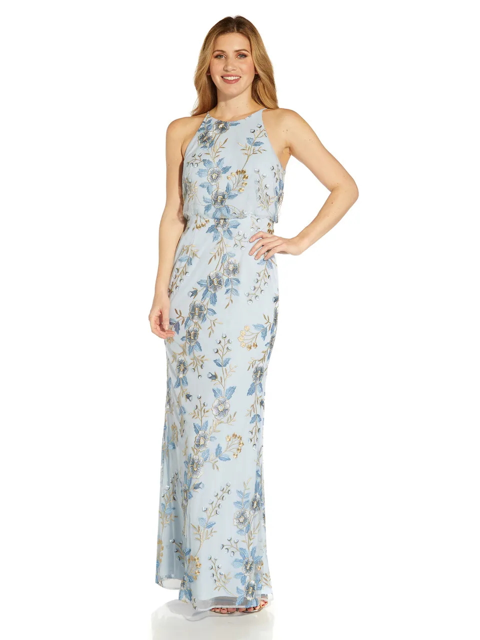 ADRIANNA PAPELL Embroidered blouson gown -                         -                     -                