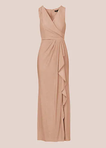 Adrianna Papell Papell Studio Metallic Knit Draped Gown | Kaleidoscope