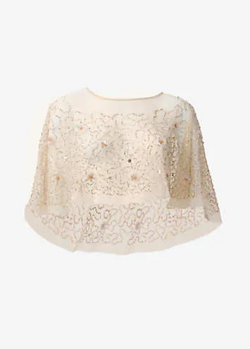 Adrianna Papell Petal Beaded Cape | Kaleidoscope