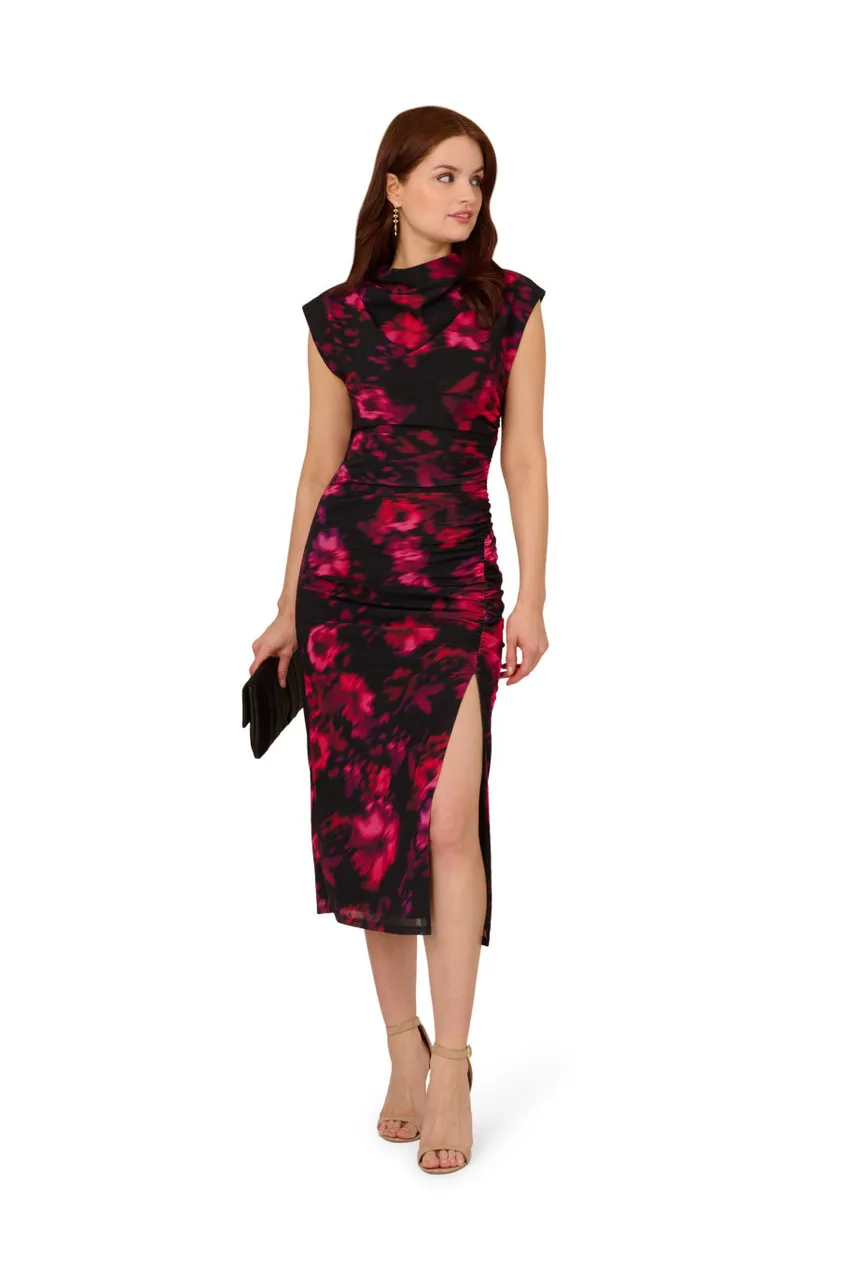 ADRIANNA PAPELL Print mesh dress -                         -                     -                