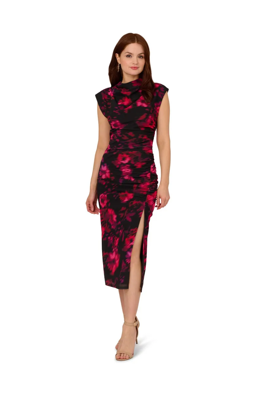 ADRIANNA PAPELL Print mesh dress -                         -                     -                