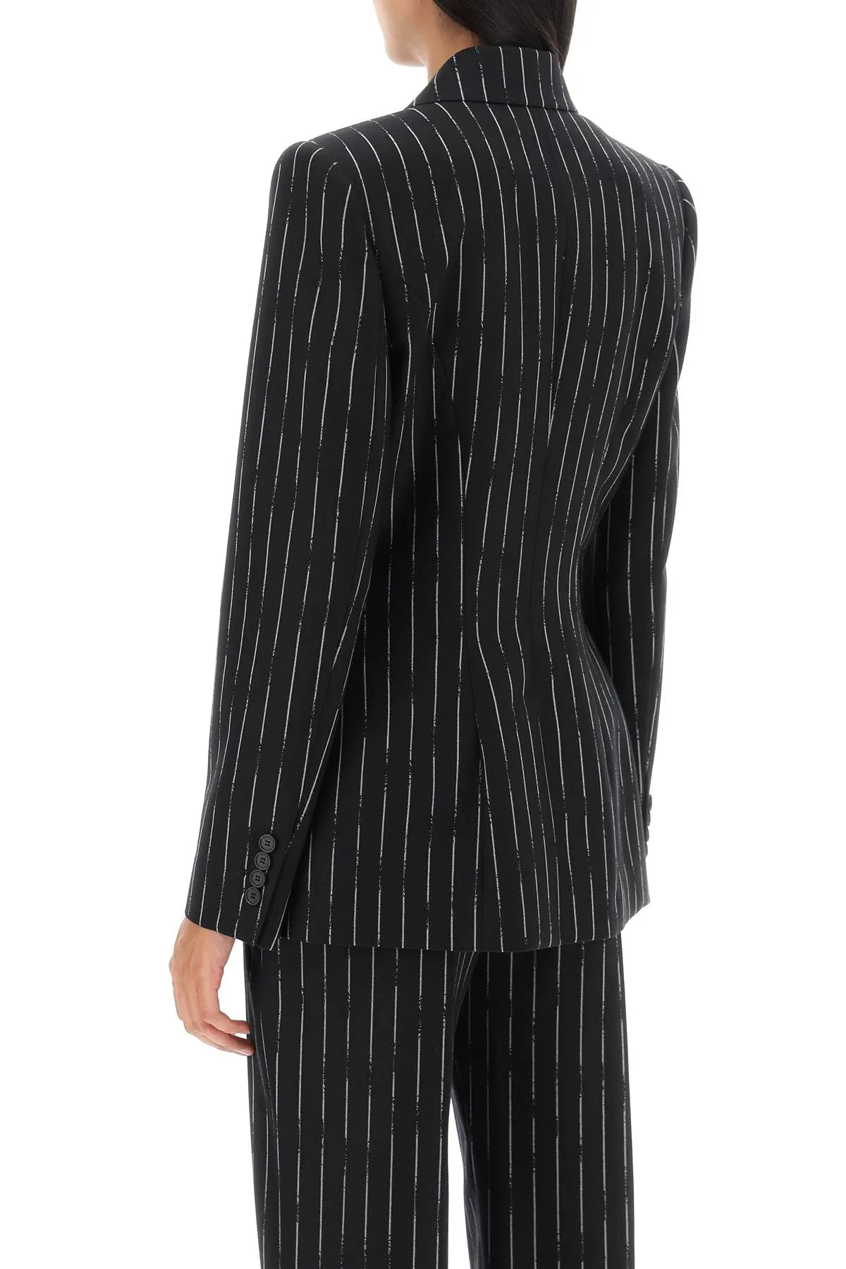 Alexander mcqueen broken pinstripe jacket 768496 QJADN BLACK IVORY