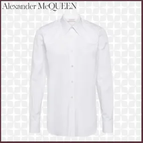 alexander mcqueen  |Street Style Long Sleeves Plain Cotton Logo Shirts