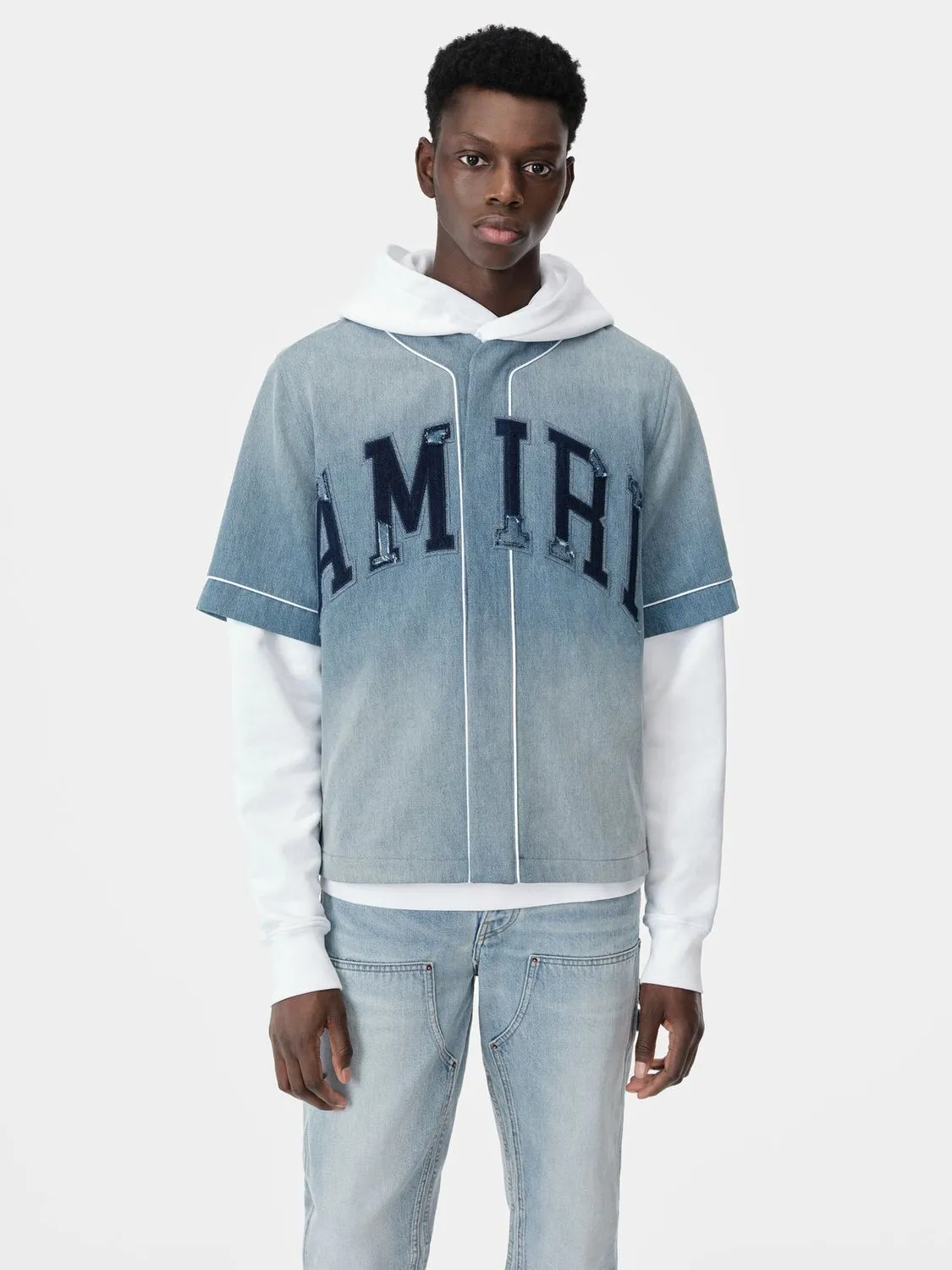 AMIRI SUNFADED BASEBALL SHIRT