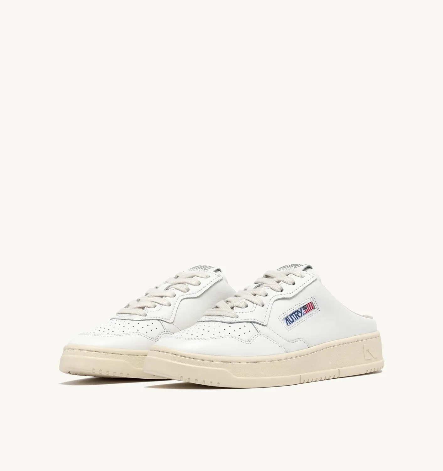 AUTRY NEW ARRIVALS MAN MANMEDALIST SABOT SNEAKERS IN WHITE LEATHER