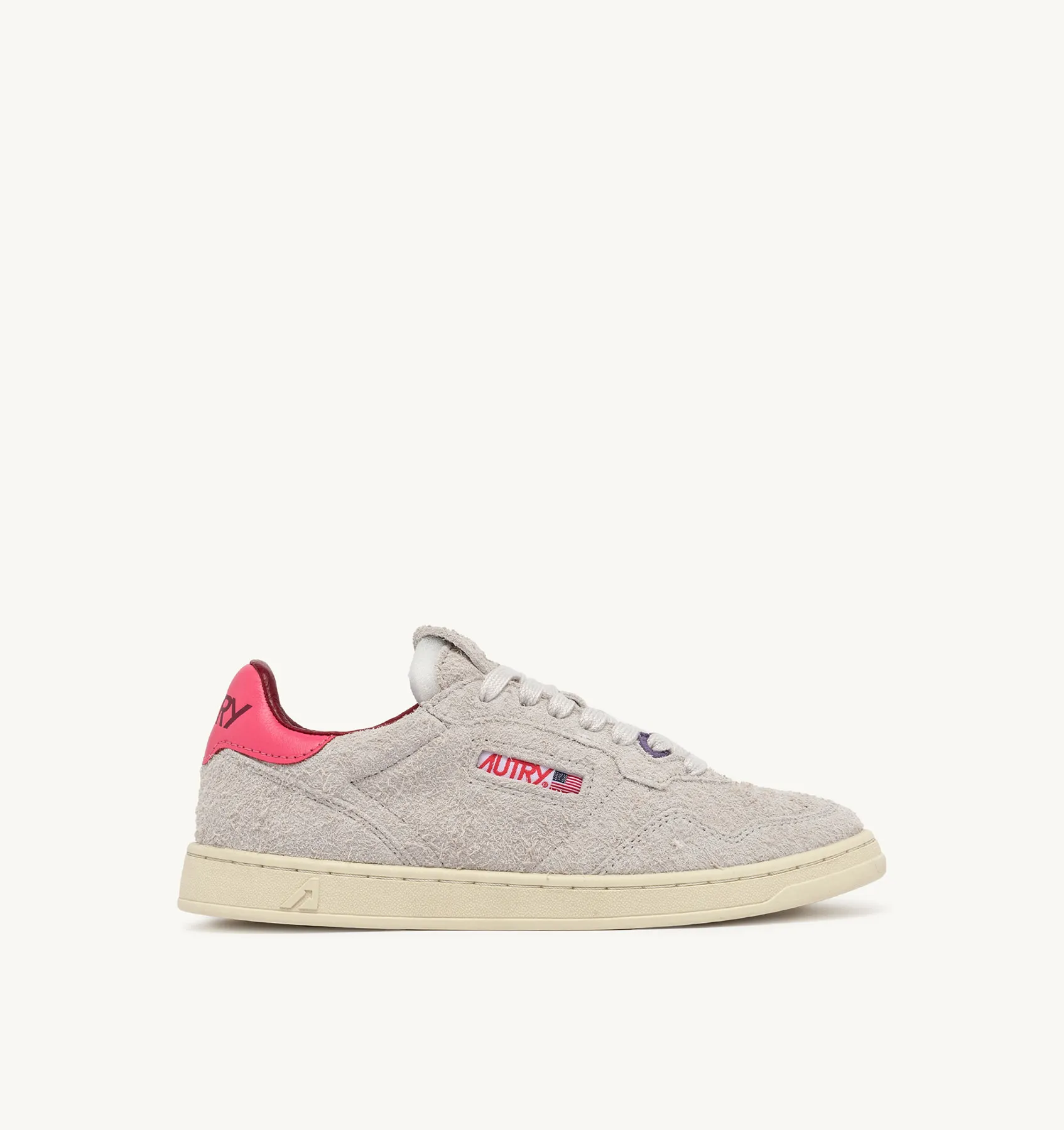 AUTRY NEW ARRIVALS WOMAN WOMAN  NEW FLAT LOW SNEAKERS IN WHITE AND CALYPSO CORAL SUEDE