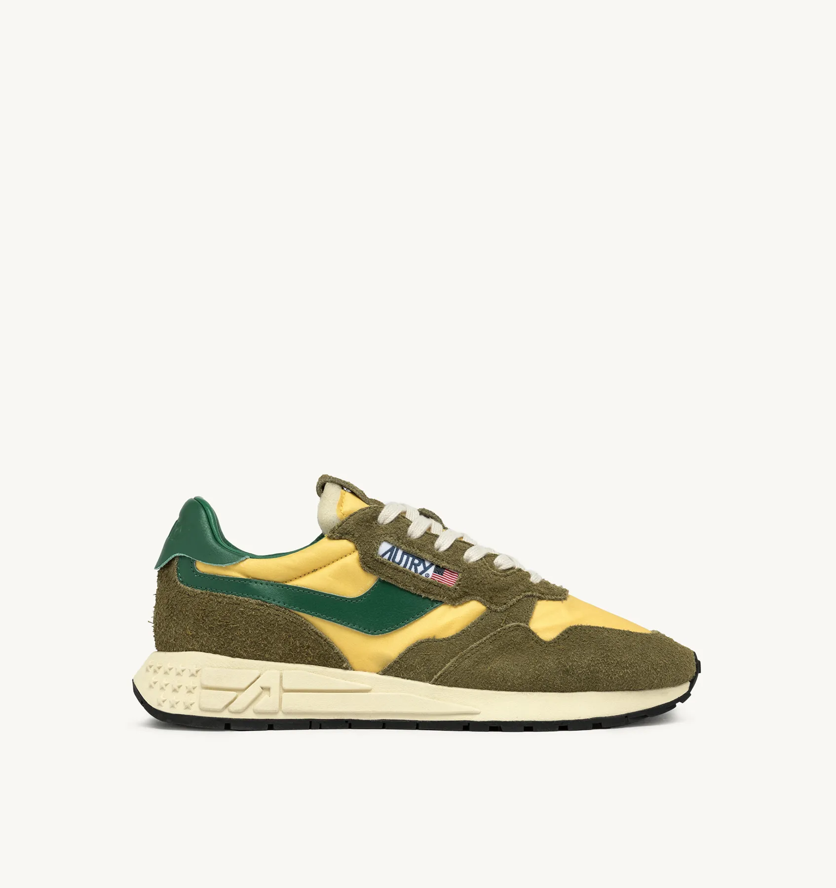 AUTRY NEW ARRIVALS WOMAN WOMAN  REELWIND LOW SNEAKERS IN AMAZON AND MILITARY GREEN NYLON AND SUEDE