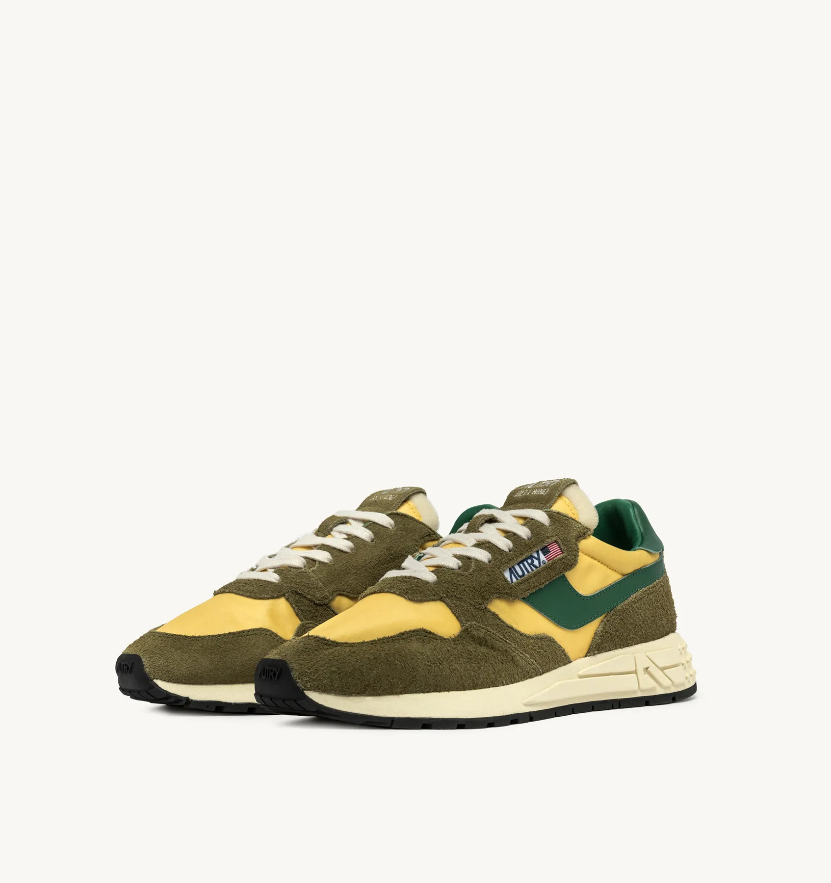 AUTRY NEW ARRIVALS WOMAN WOMAN  REELWIND LOW SNEAKERS IN AMAZON AND MILITARY GREEN NYLON AND SUEDE