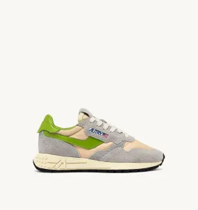 AUTRY NEW ARRIVALS WOMAN WOMAN  REELWIND LOW SNEAKERS IN BROWN AND GREEN NYLON AND SUEDE