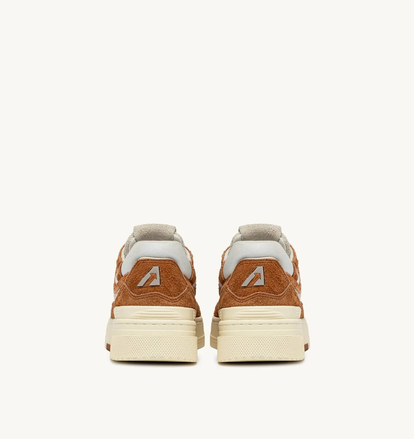 AUTRY NEW ARRIVALS WOMAN WOMANCLC LOW SNEAKERS IN CREAM AND TERRACOTTA LEATHER AND MESH