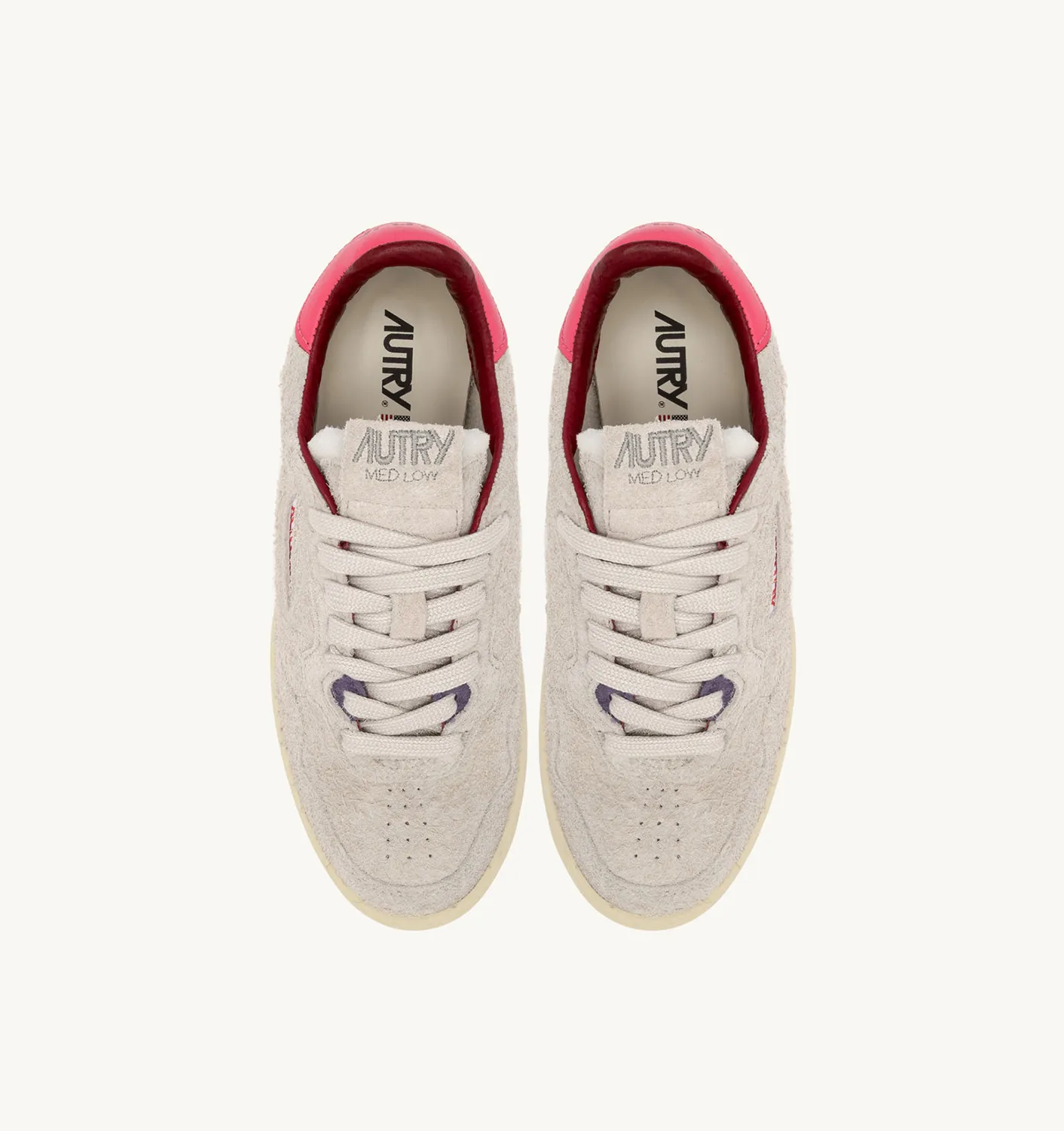 AUTRY NEW ARRIVALS WOMAN WOMANNEW FLAT LOW SNEAKERS IN WHITE AND CALYPSO CORAL SUEDE