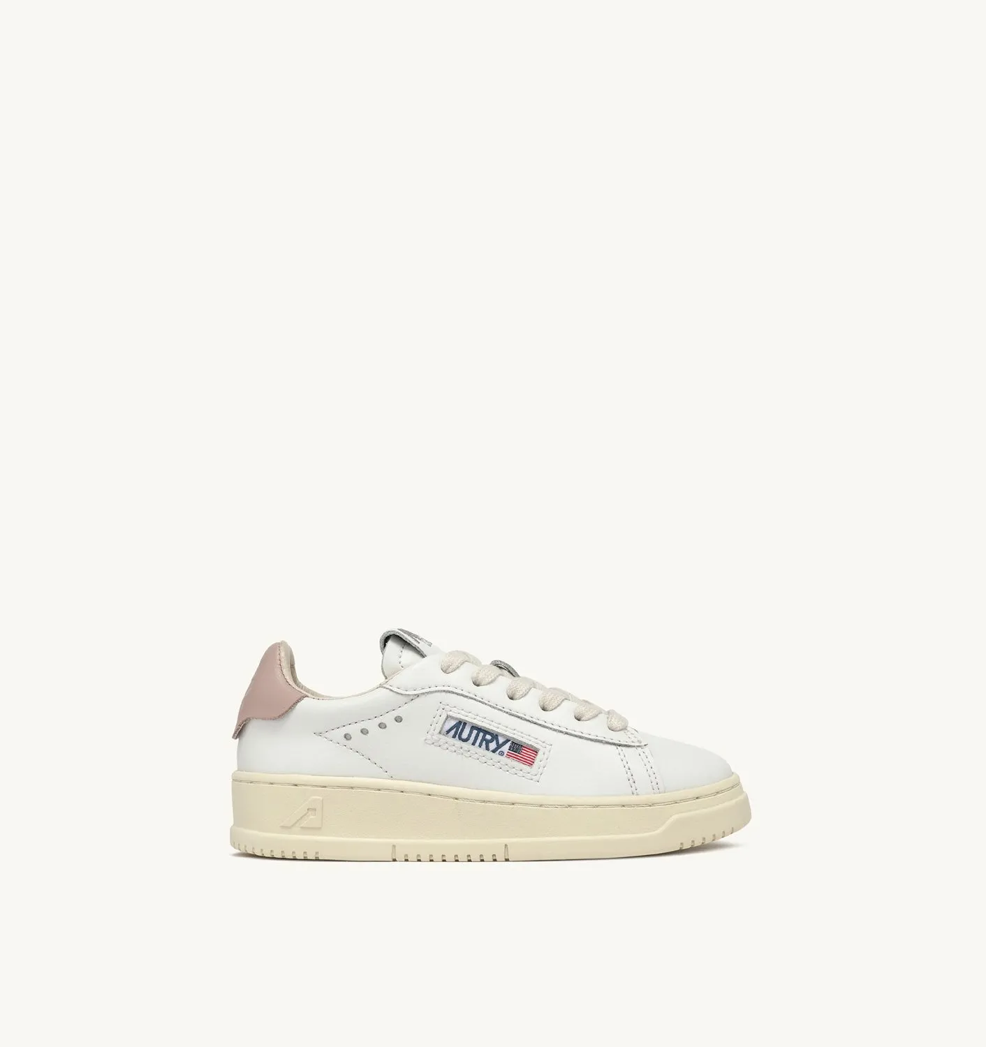 AUTRY SNEAKERS KID  DALLAS LOW SNEAKERS IN WHITE AND POWDER PINK LEATHER