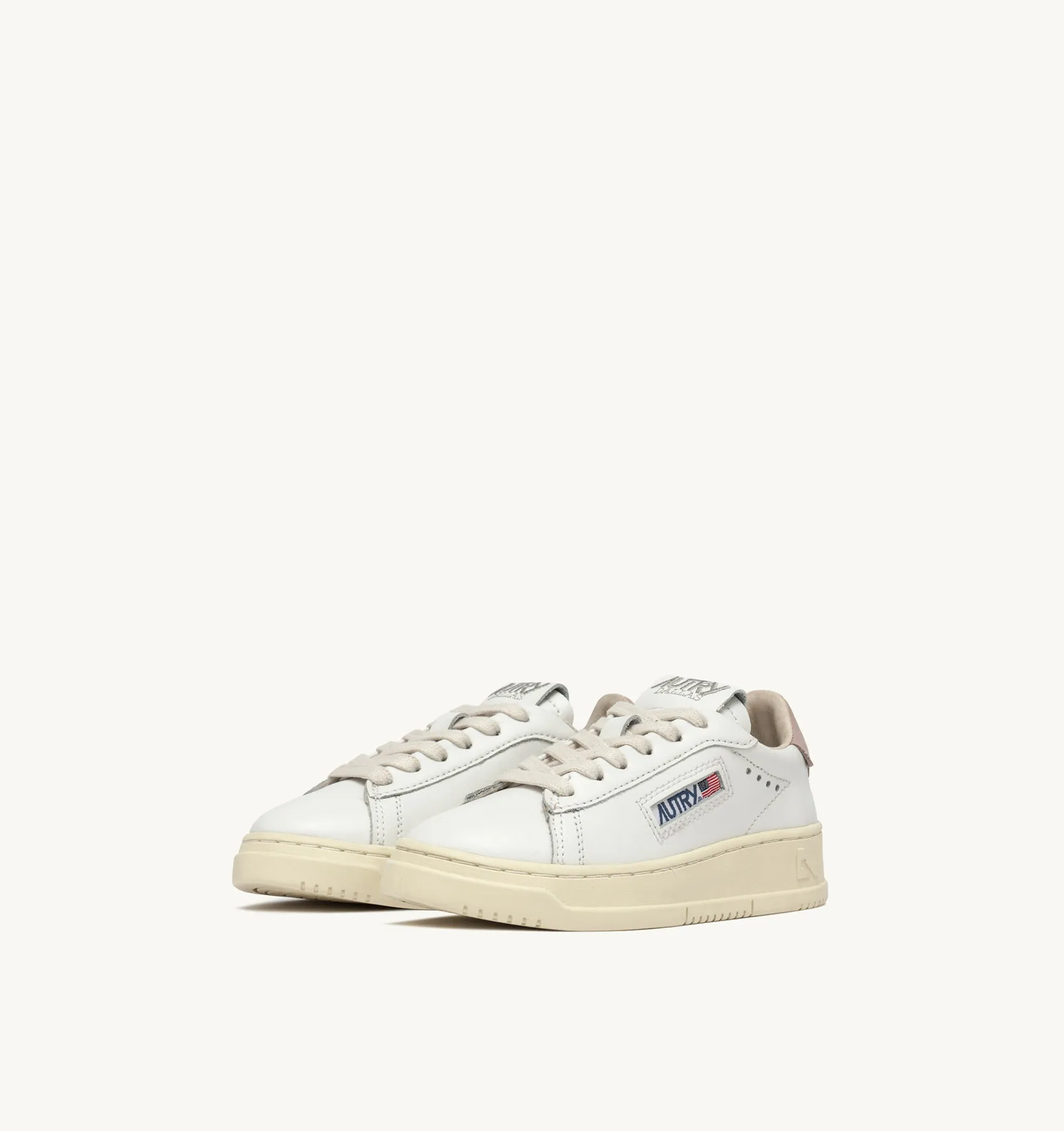 AUTRY SNEAKERS KID  DALLAS LOW SNEAKERS IN WHITE AND POWDER PINK LEATHER