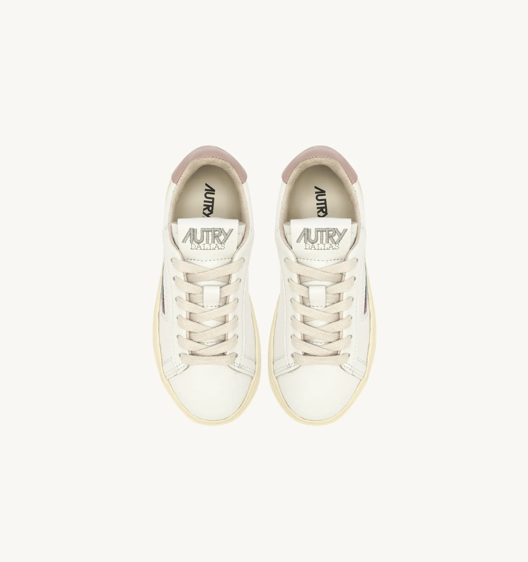 AUTRY SNEAKERS KID  DALLAS LOW SNEAKERS IN WHITE AND POWDER PINK LEATHER