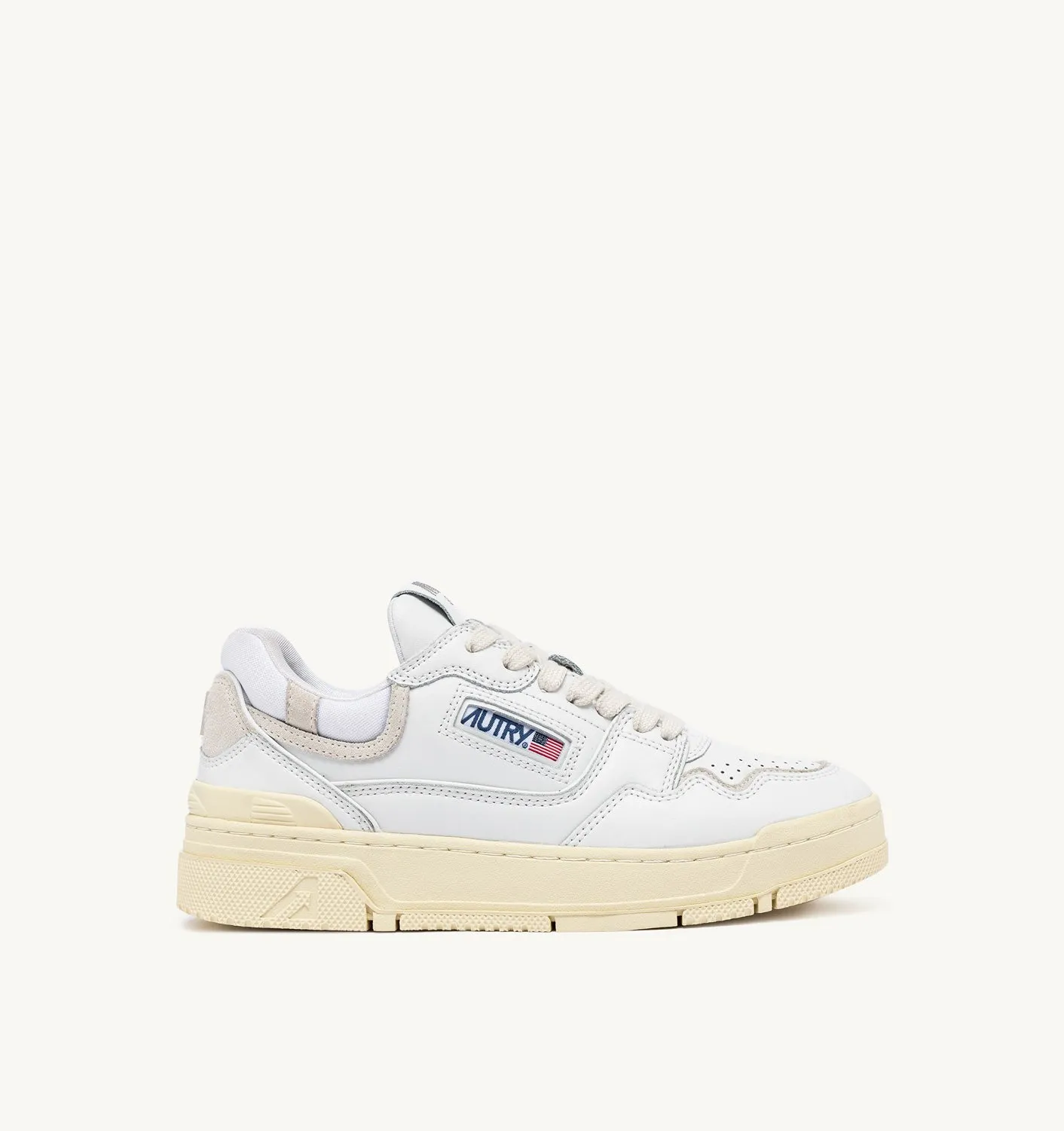 AUTRY SNEAKERS MAN  CLC LOW SNEAKERS IN WHITE LEATHER AND SUEDE