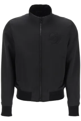 Balmain technical satin bomber jacket with embroidered logo. CH0TF660XI63 NOIR