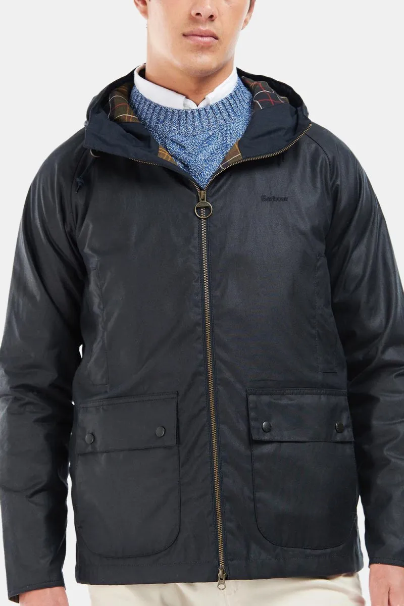 Barbour Hooded Domus Waxed Jacket (Navy/Classic)