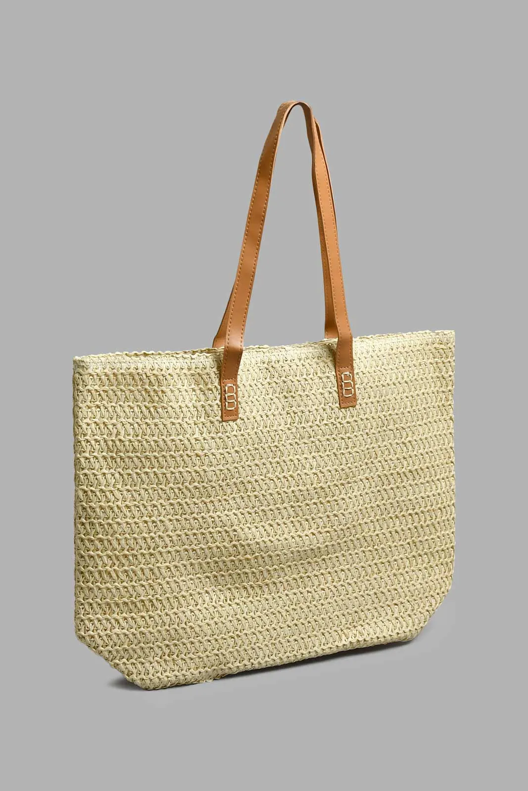 Beige Embellished Beach Bag