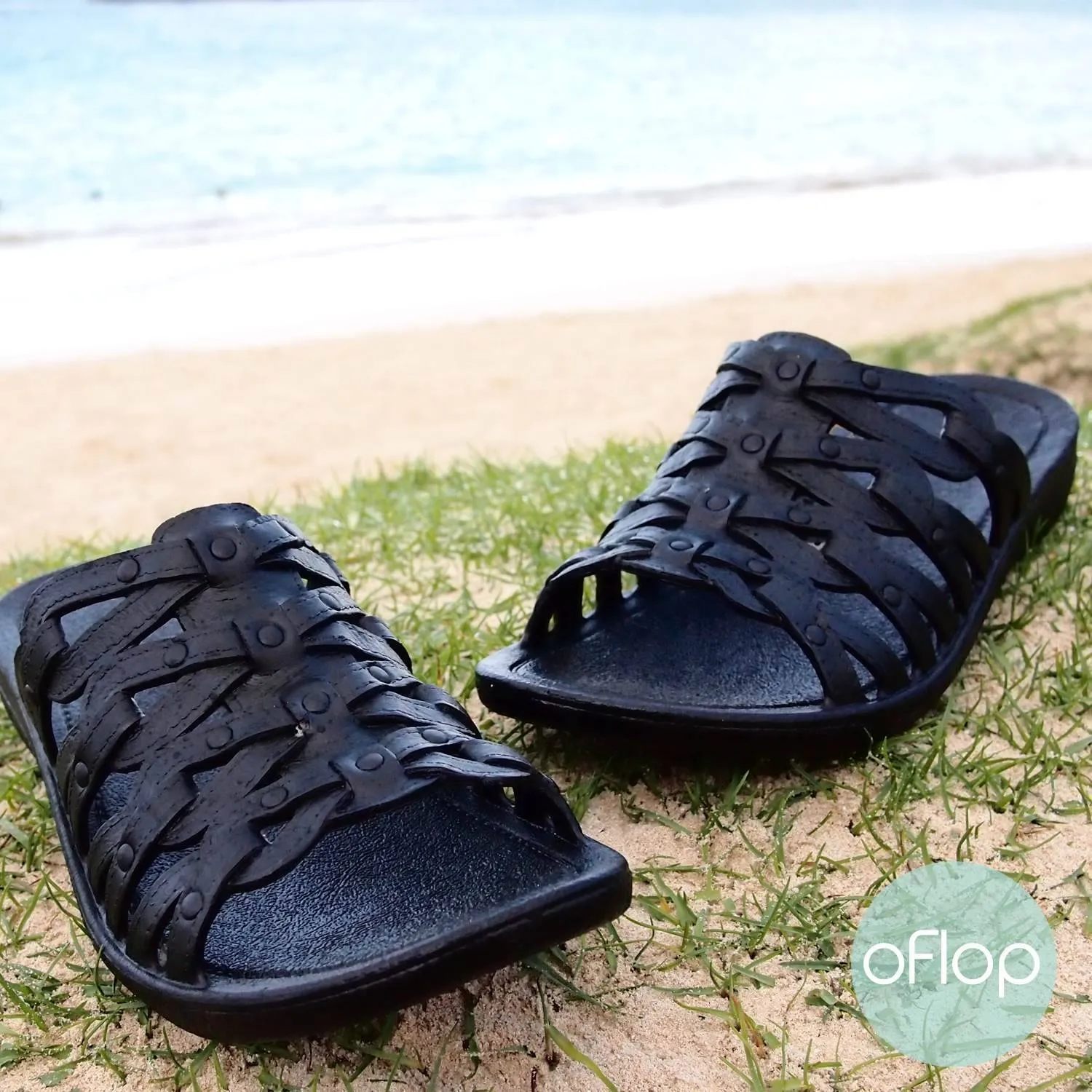 Black Tia Slides -- Pali Hawaii Hawaiian Jesus Sandals