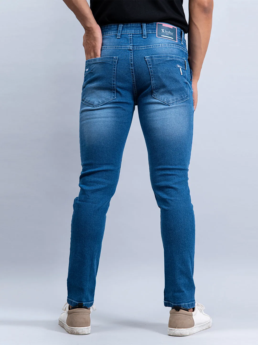 Blue Denim Ankle Length Stretchable Men's Jeans