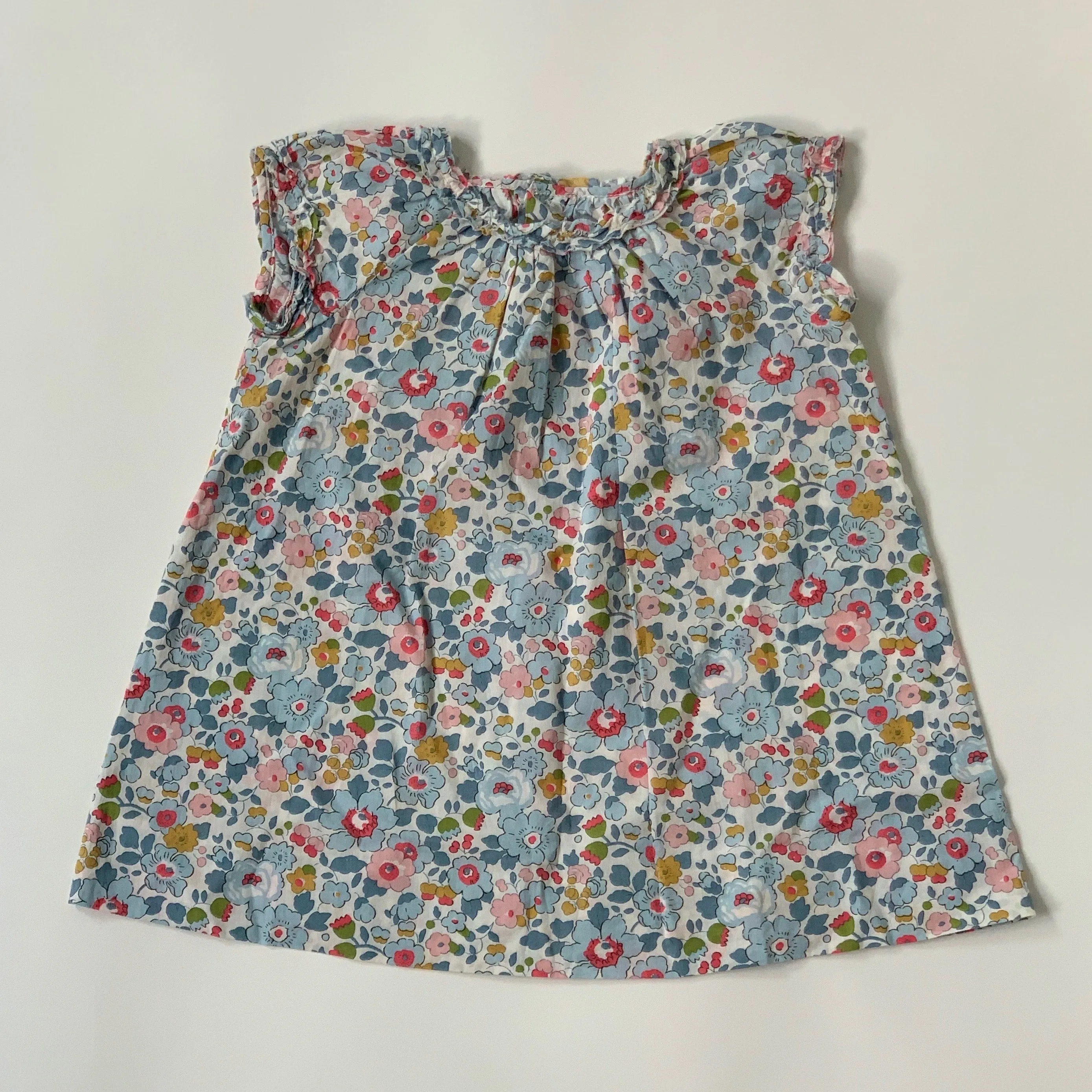 Bonpoint Blue Besty Liberty Print Cotton Dress: 12 Months