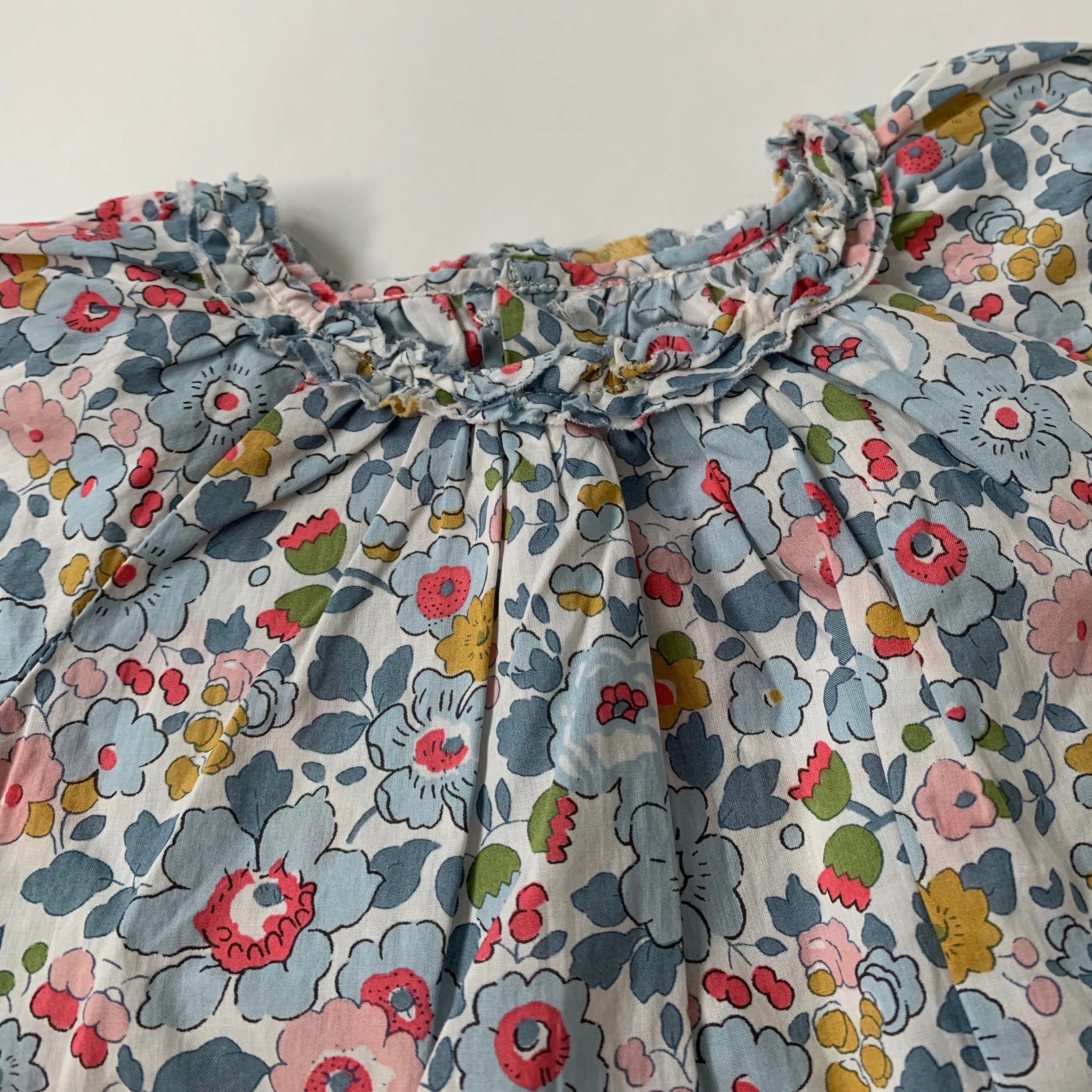 Bonpoint Blue Besty Liberty Print Cotton Dress: 12 Months