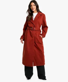 boohoo Womens Belted Wool Look Maxi Coat