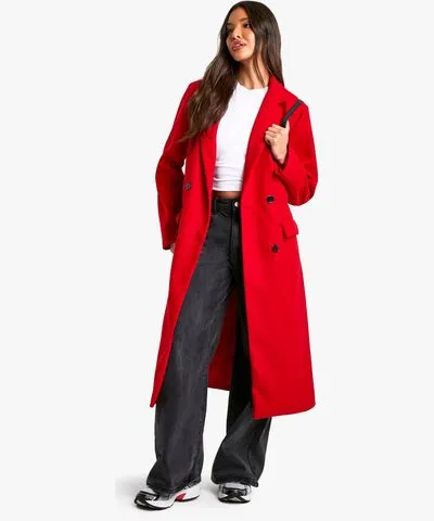 boohoo Womens Shoulder Pad Wool Look Coat