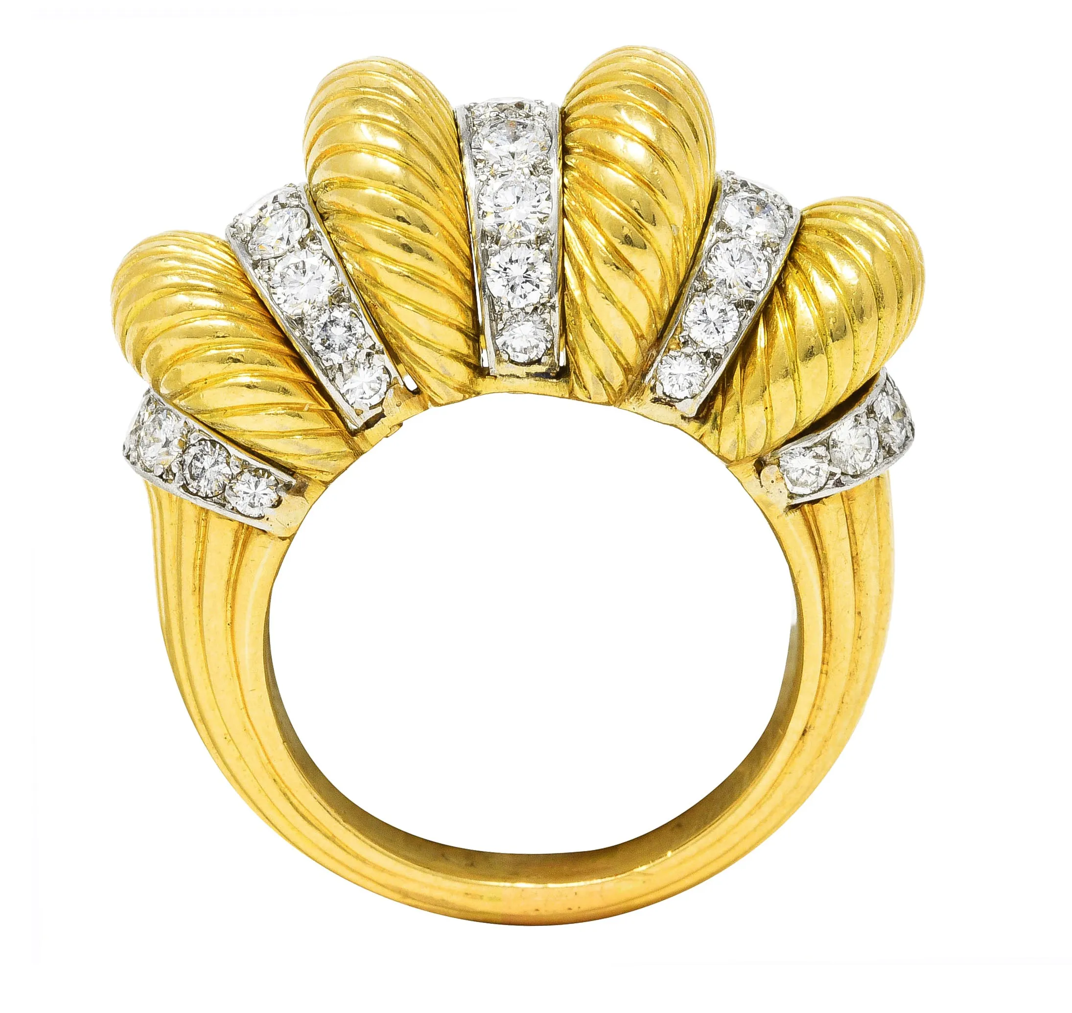 Cartier Paris Diamond 18 Karat Two-Tone Gold Puffy Vintage Cocktail Ring