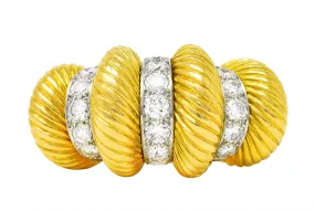 Cartier Paris Diamond 18 Karat Two-Tone Gold Puffy Vintage Cocktail Ring