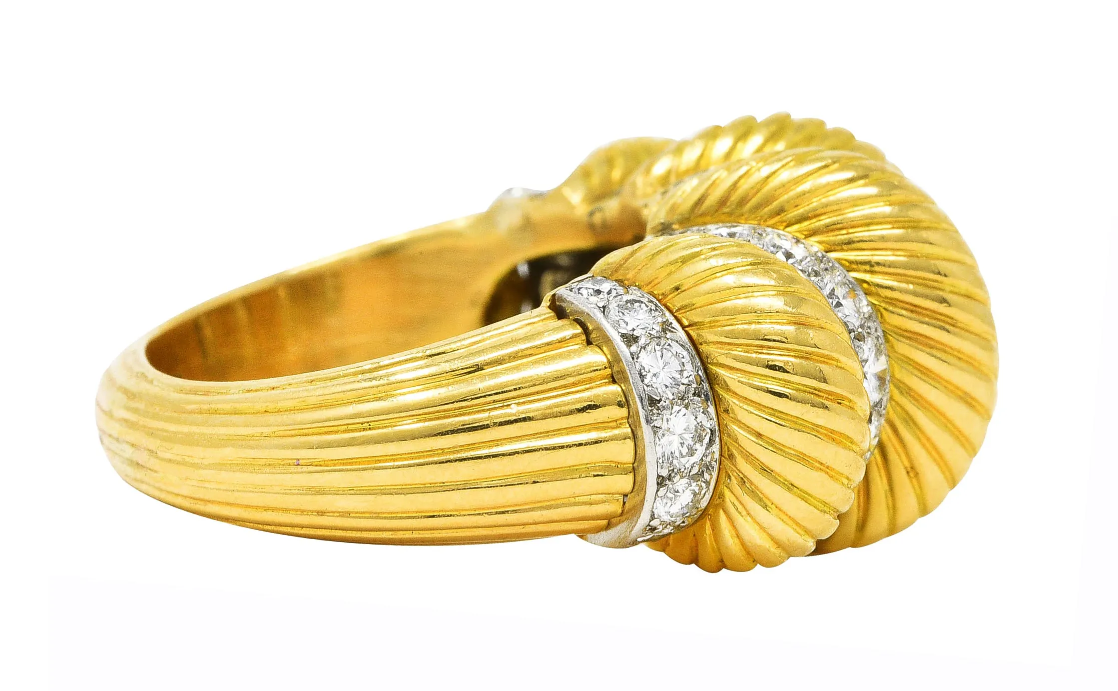 Cartier Paris Diamond 18 Karat Two-Tone Gold Puffy Vintage Cocktail Ring