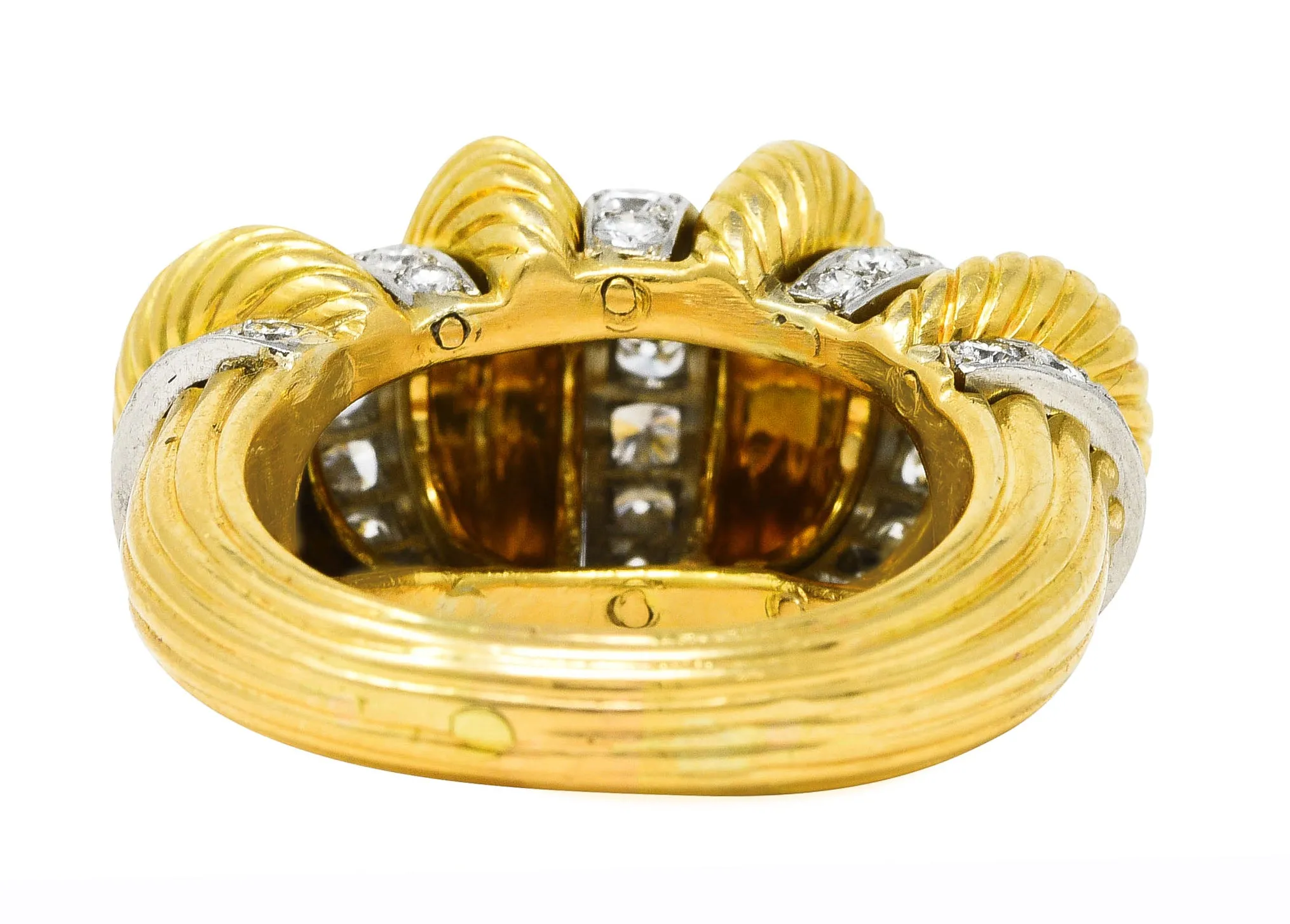 Cartier Paris Diamond 18 Karat Two-Tone Gold Puffy Vintage Cocktail Ring