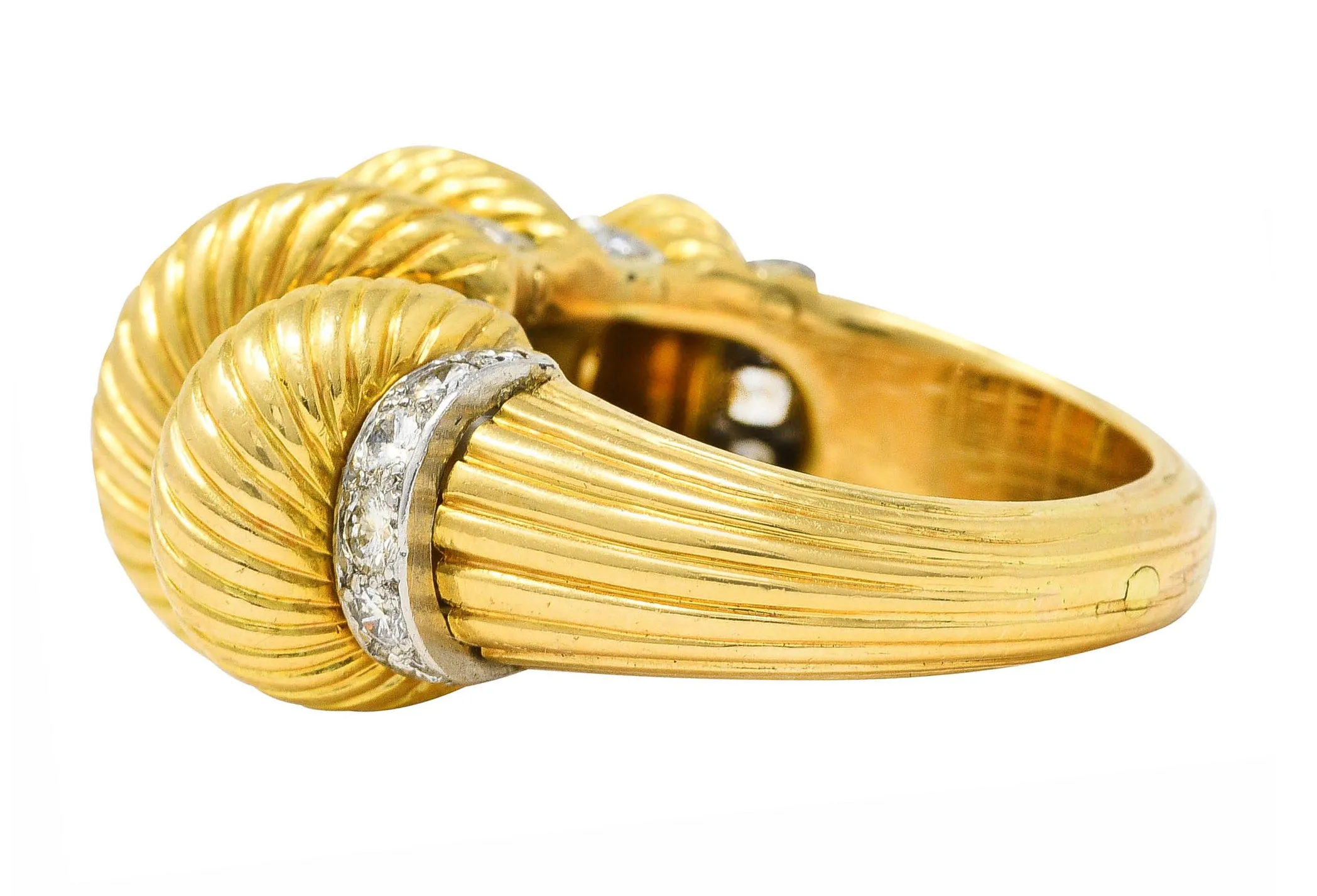 Cartier Paris Diamond 18 Karat Two-Tone Gold Puffy Vintage Cocktail Ring