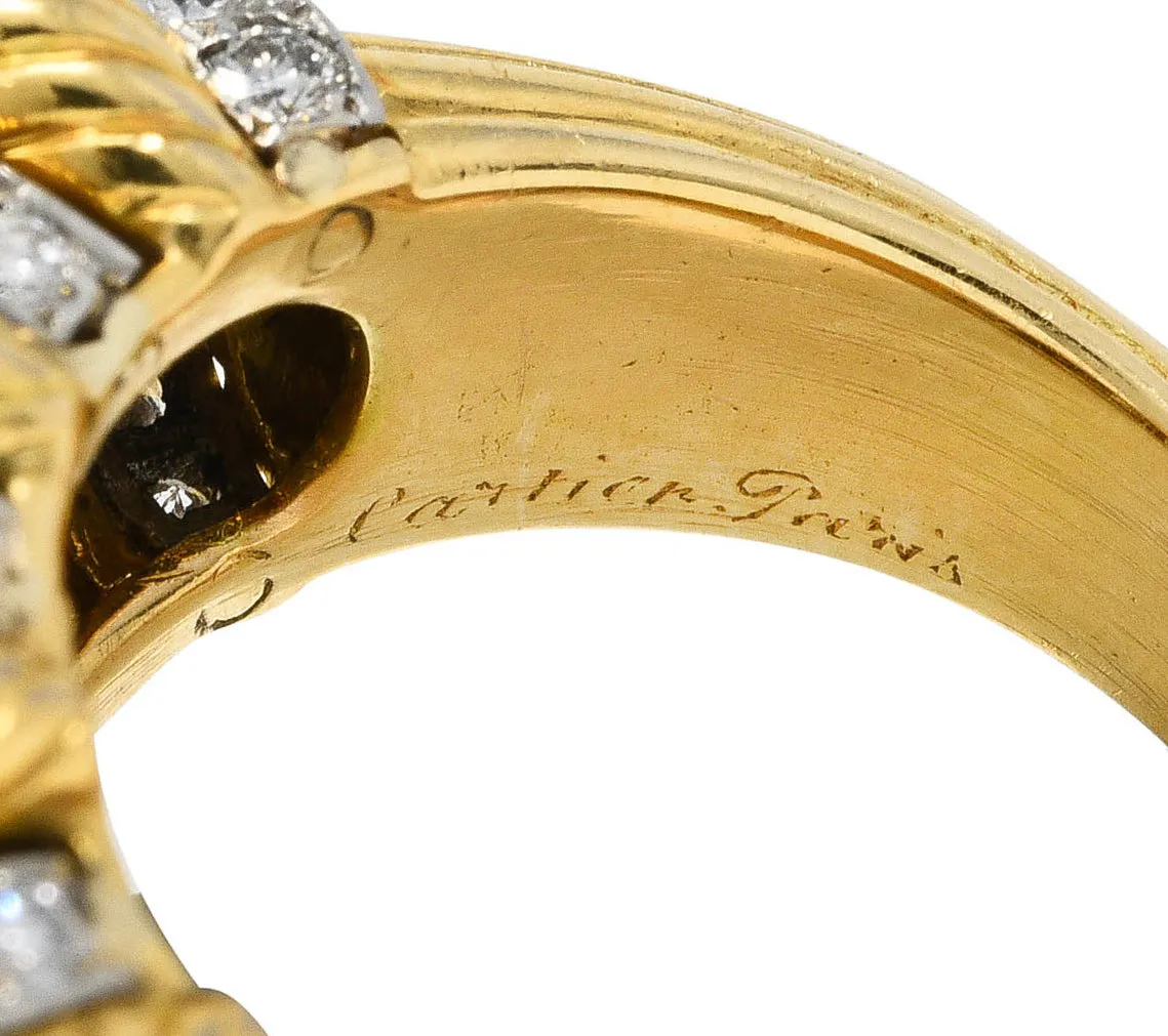 Cartier Paris Diamond 18 Karat Two-Tone Gold Puffy Vintage Cocktail Ring