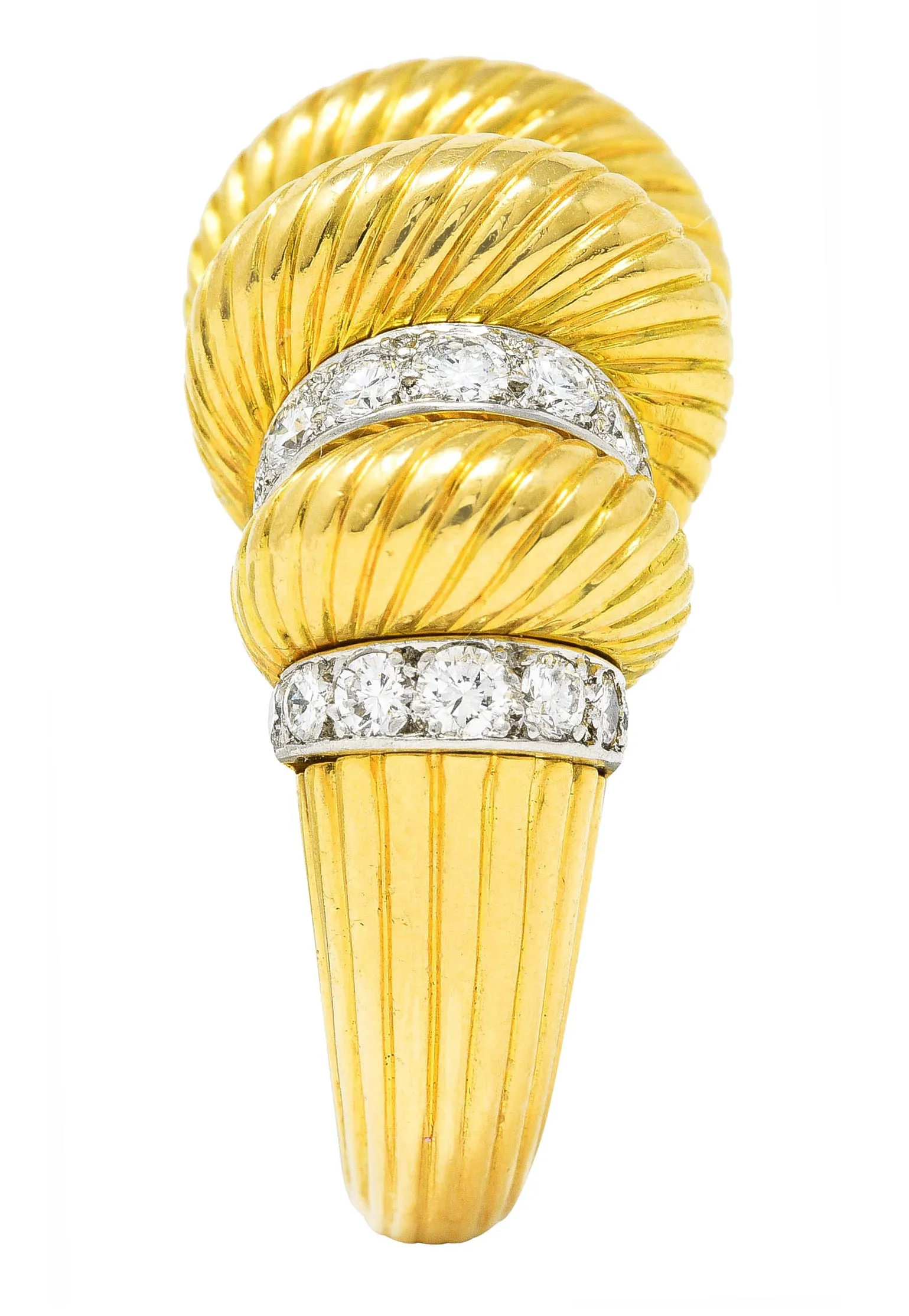 Cartier Paris Diamond 18 Karat Two-Tone Gold Puffy Vintage Cocktail Ring