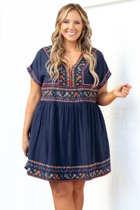 Chime In Dress, Navy