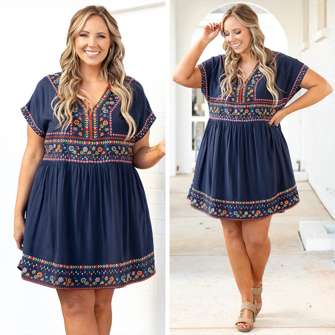 Chime In Dress, Navy