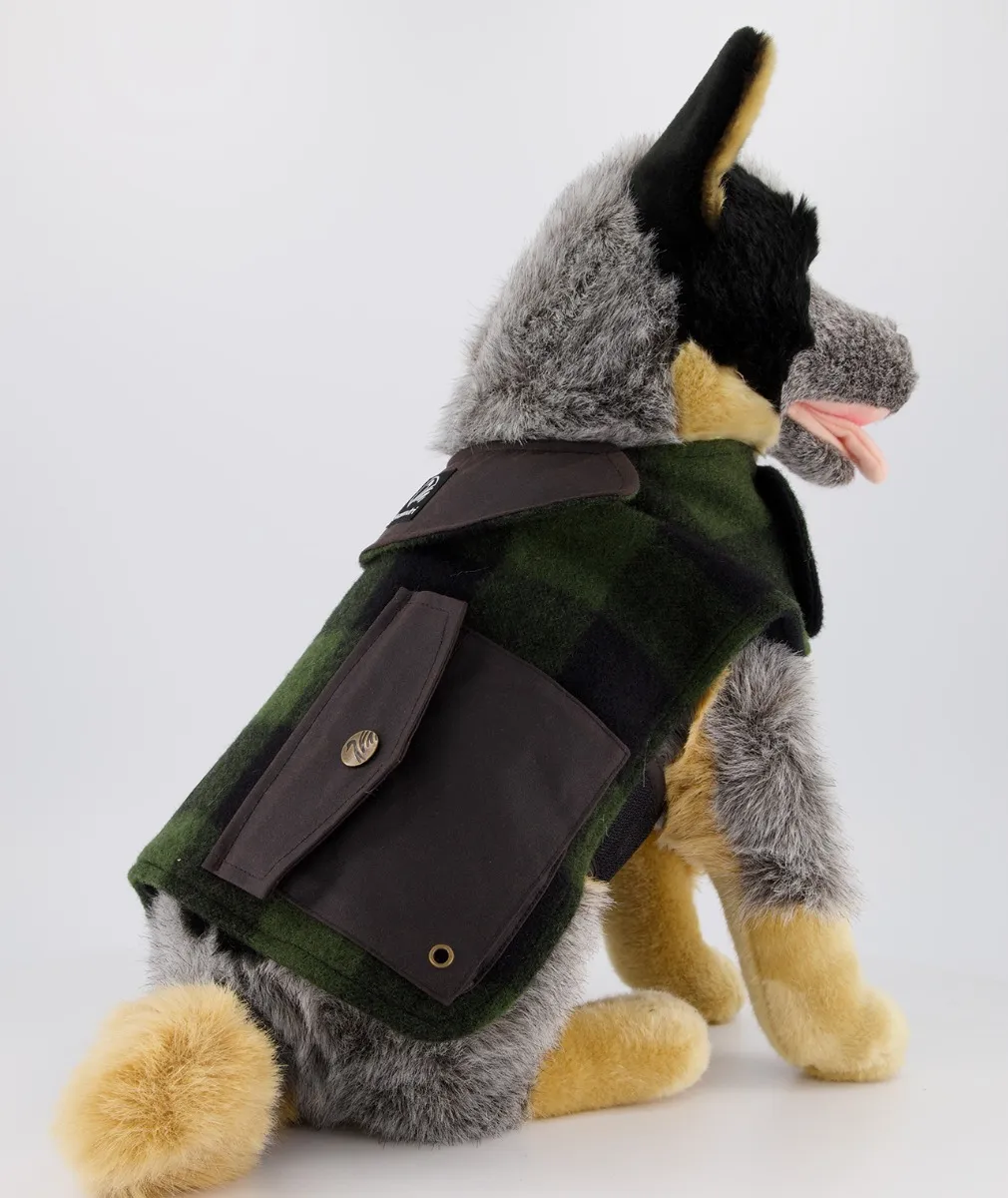 Classic Wool Dog Coat in Olive/Black Check - Swanndri NZ