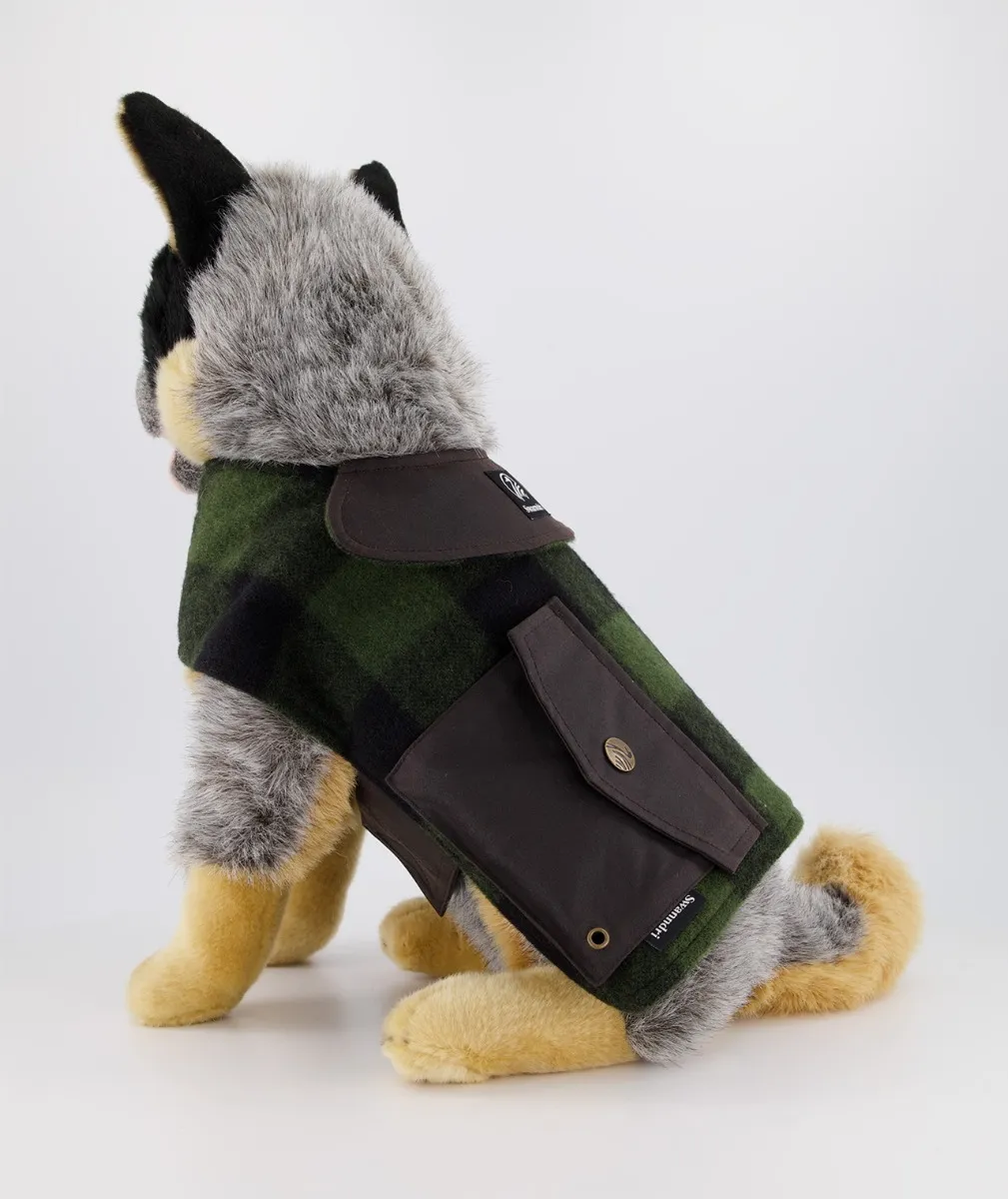 Classic Wool Dog Coat in Olive/Black Check - Swanndri NZ