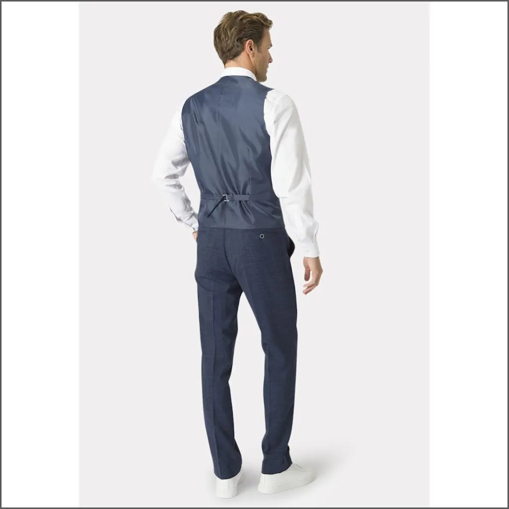 Constable Tailored Fit Navy Linen Blend Waist Coat from Brook Taverner