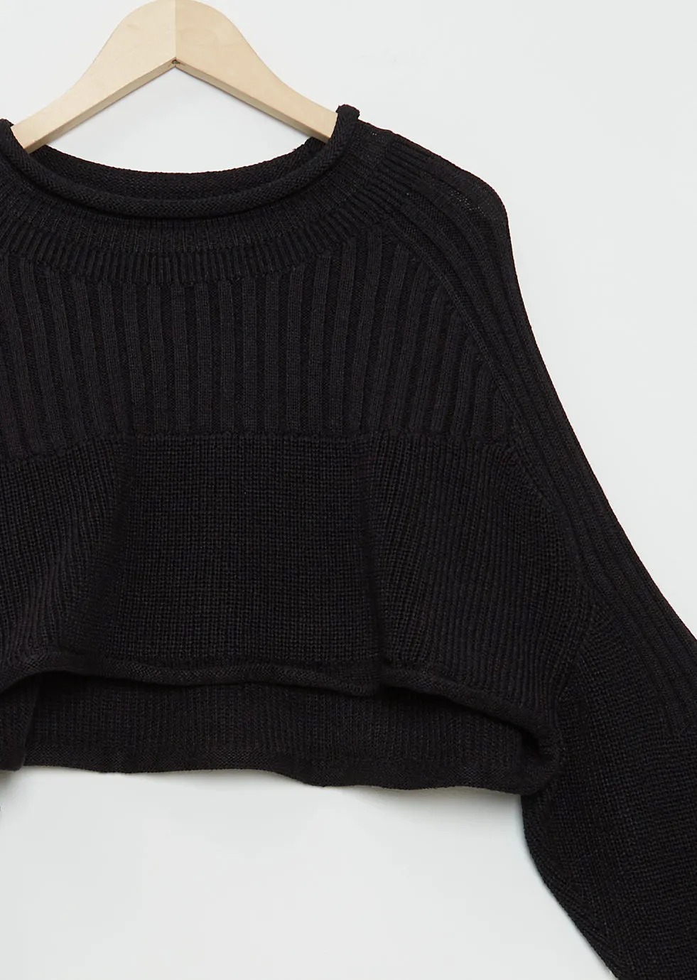 Cropped Cotton Blend Sweater