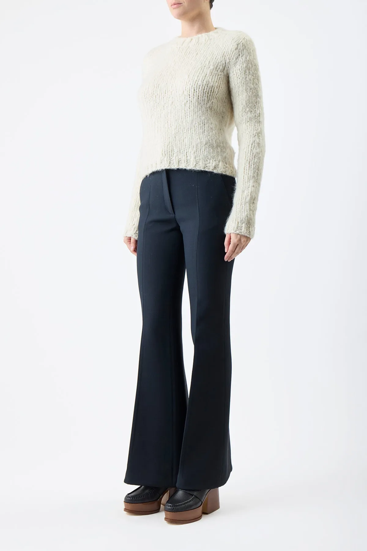 Dalton Knit Sweater in Ivory Welfat Cashmere