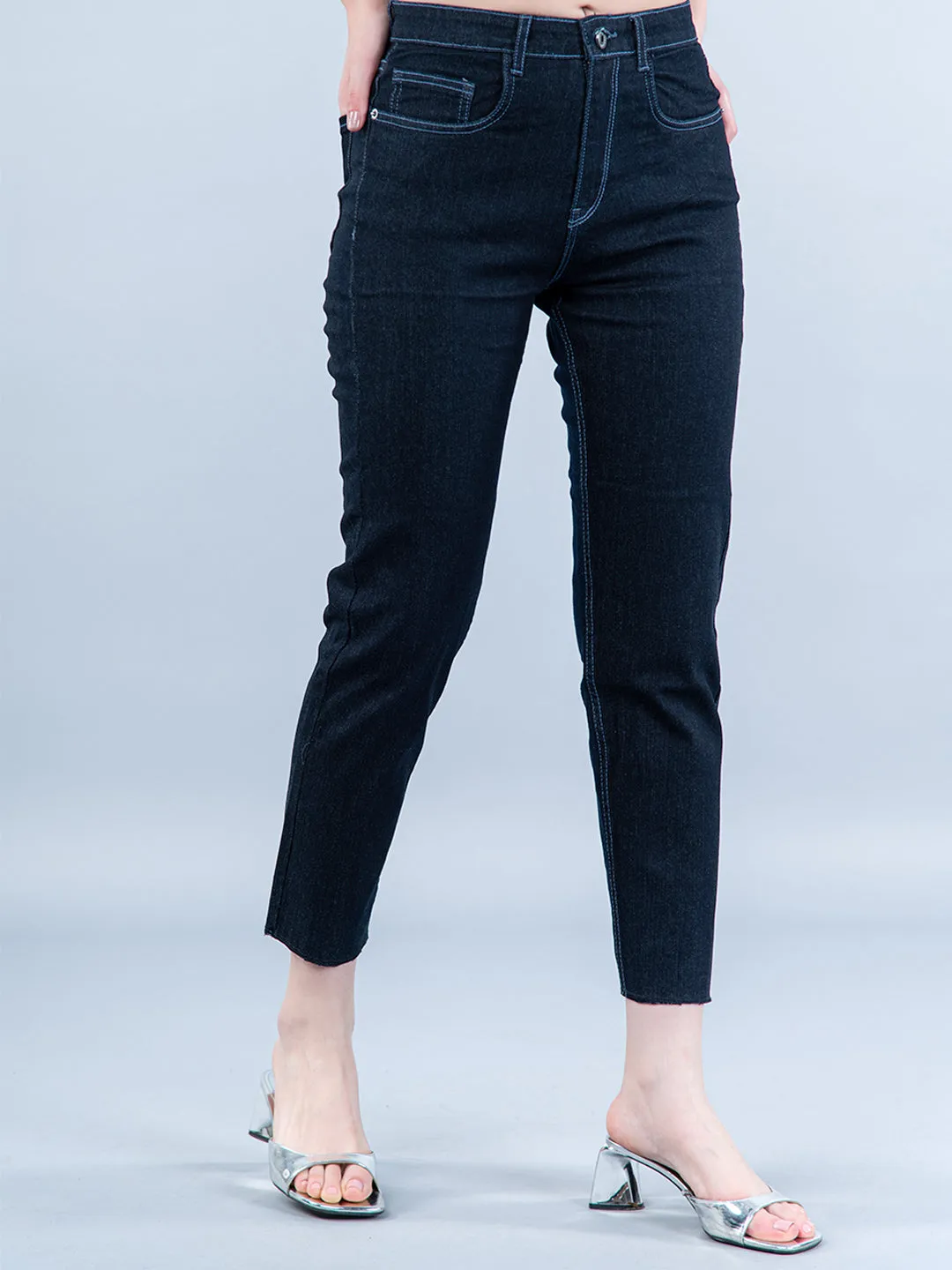 Dark Blue Baggy-fit Jeans For Women